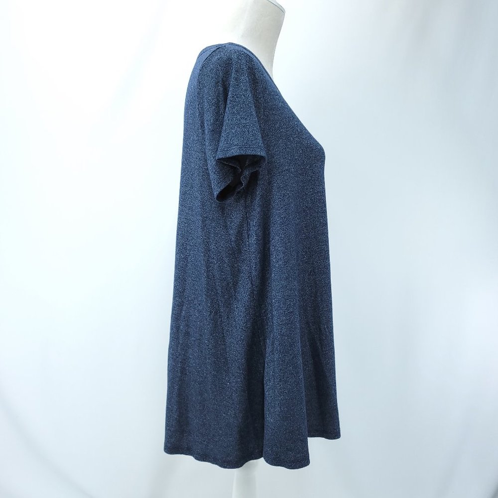 Acemi Womens Medium Navy Blue Fleck Swing Style Short Sleeve Blouse Tunic Top - Picture 5 of 8